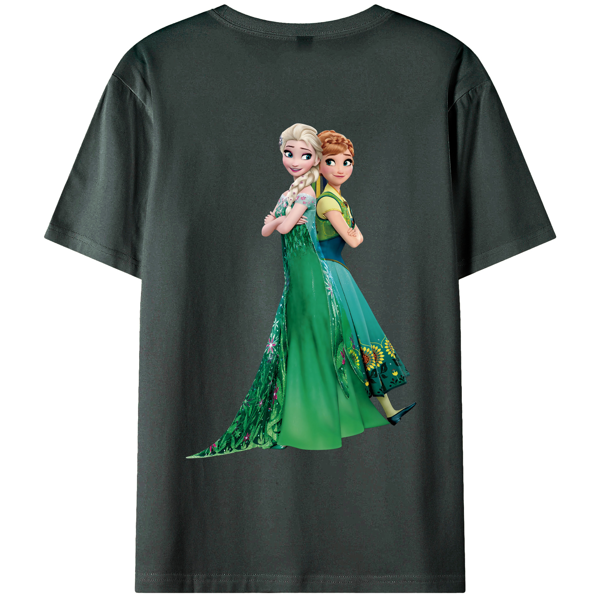 （画像用） アナと雪の女王 アンナ エルサ Frozen Anna Elsa 綿100％ メンズ半袖Tシャツ（バックプリント） 通気性